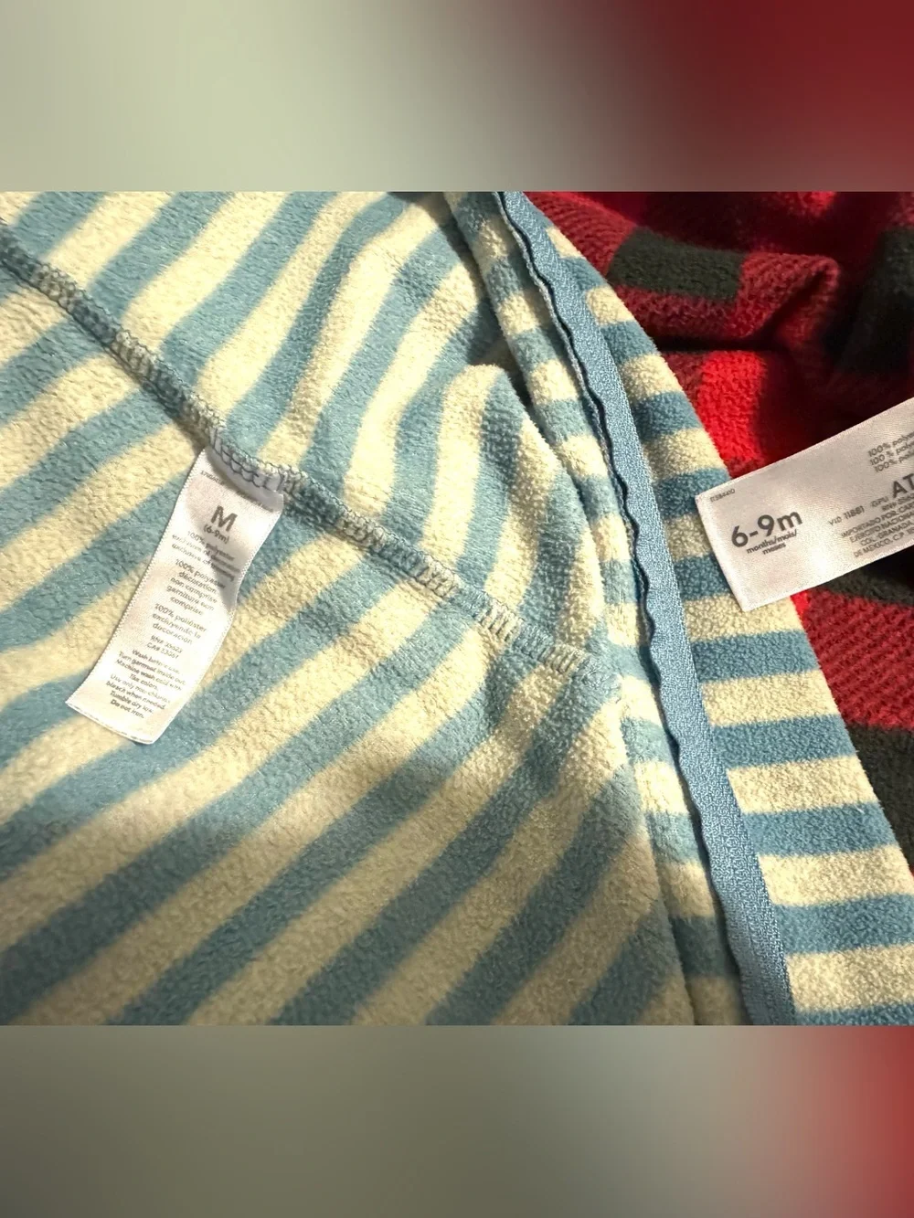 Carter's Soft Fleece Sleep Sacks Bundle (2) - Size 6M (Medium) Plaid Stripes